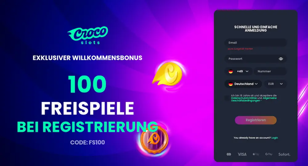 Crocoslots casino 100 free spins